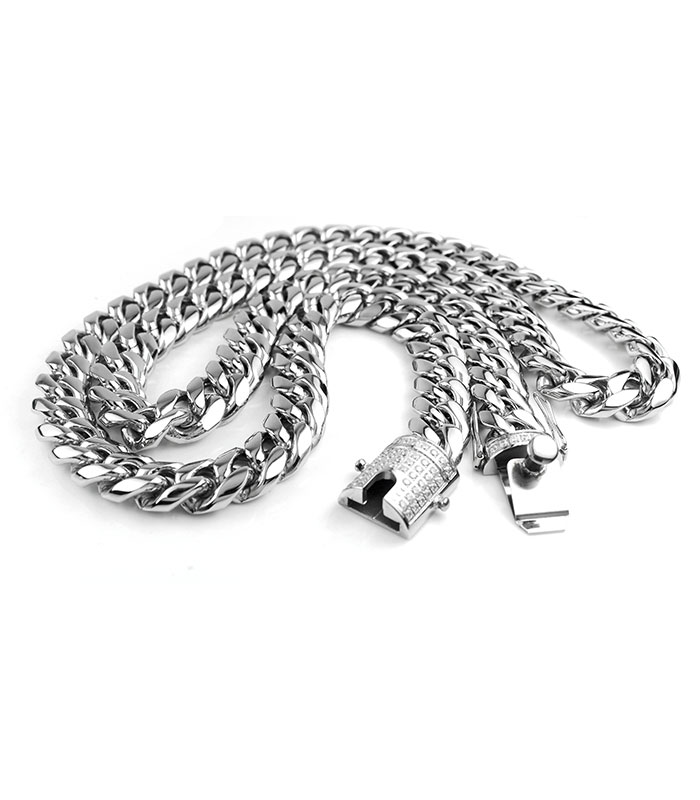 New Silver Chain Design For Men, Diamond Clasp Cuban Link Chain ...